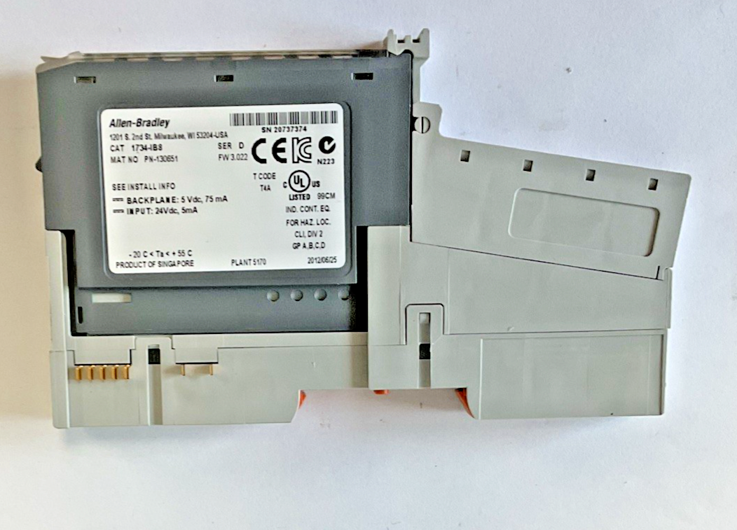 ALLEN BRADLEY 1734-MB PLC MODULE W/ 1734-RTB TERM.BLOCK, 1734-IB8 INPUT MODULE
