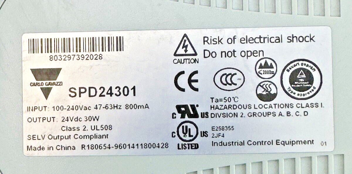 CARLO GAVAZZI - SPD24301 - POWER SUPPLY - 240VAC,47/63Hz - 24VDC,30W