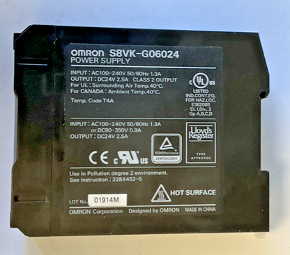 OMRON S8VK-G06024 POWER SUPPLY 24VDC 2.5A 50/60HZ