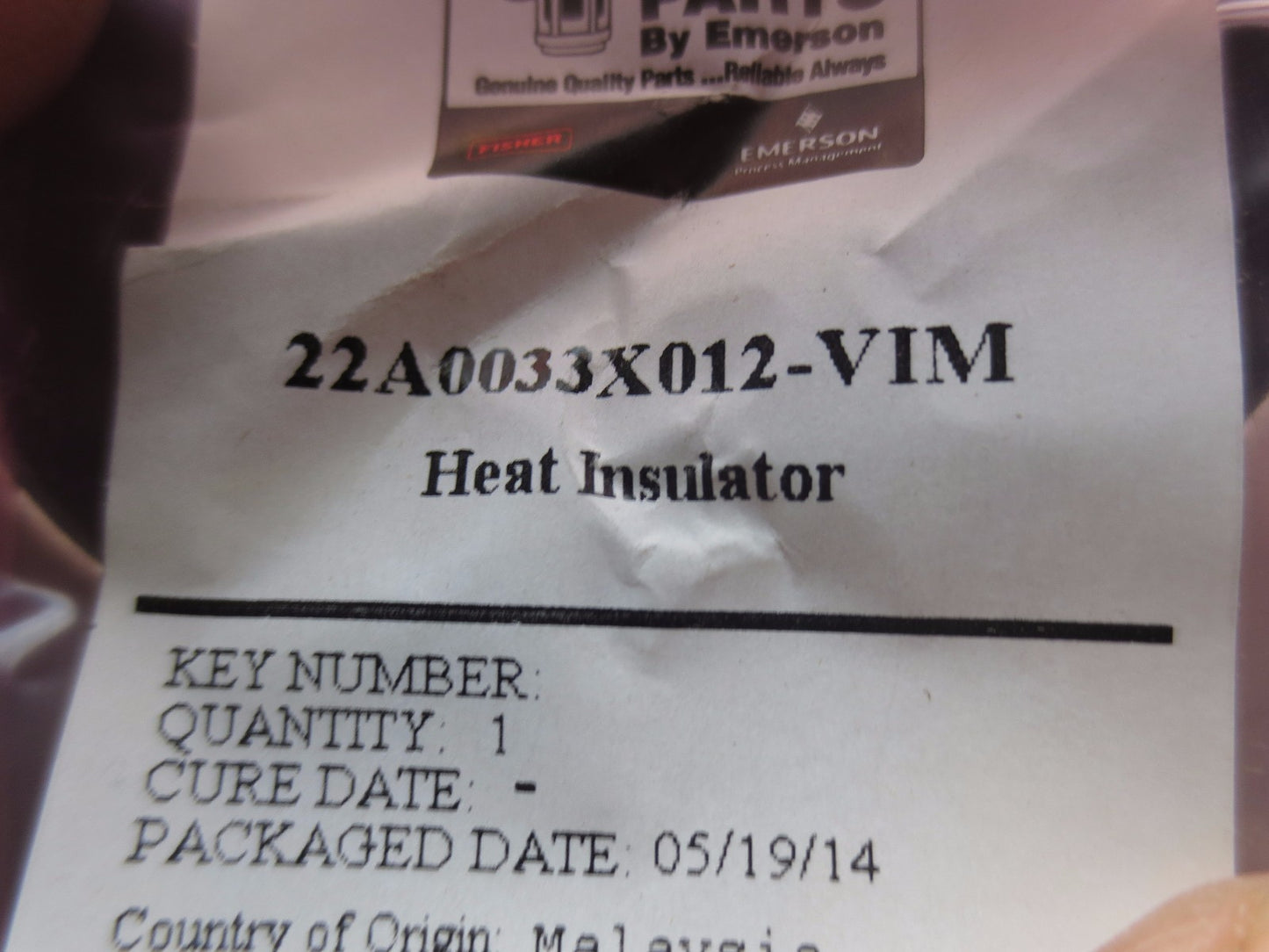 EMERSON/FISHER FSMTGDLC-9 FIELDVUE MTG BRACKET / 22A0033X012-VIM HEAT INSULATOR