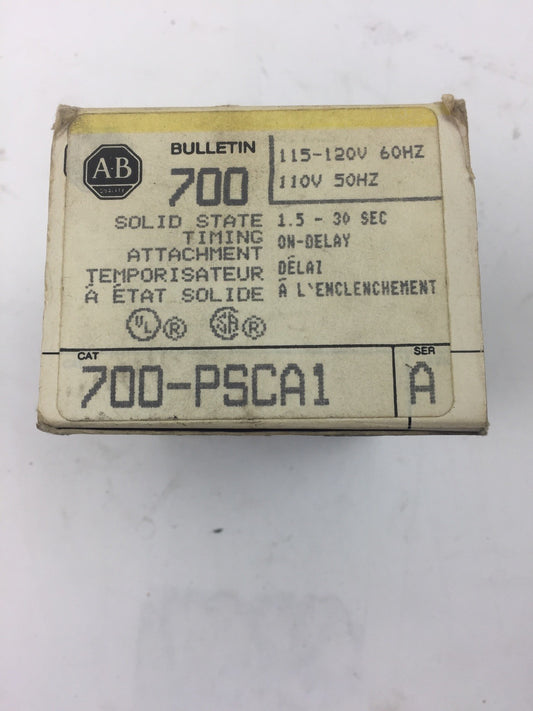 ALLEN BRADLEY 700-PSCA1 SOLID STATE TIMING ATTACHMENT 115-120V 60HZ 110V 50HZ