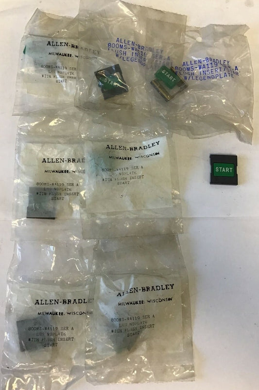 ALLEN BRADLEY 800MS-WA119 LEGEND PLATE "START" SER.A FLUSH MOUNT ***LOTOF8***