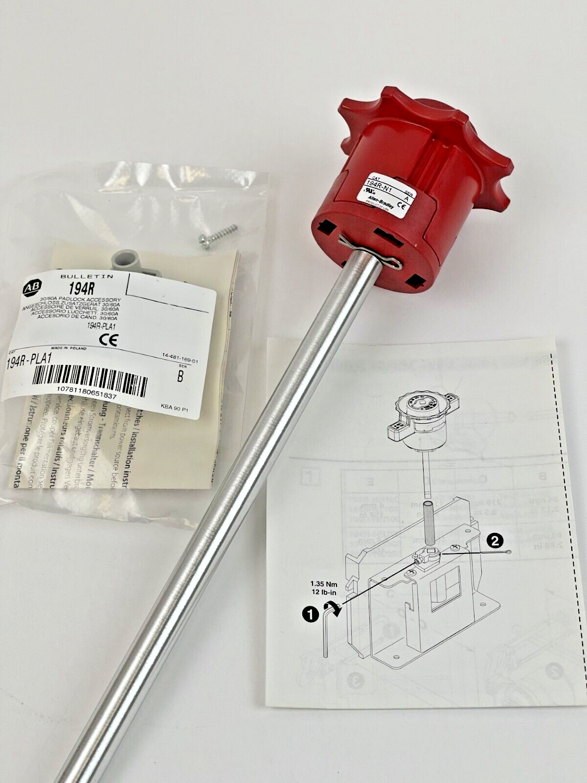 ALLEN BRADLEY - 194R-N1 - 12" HANDLE - FOR 194R ROTARY DISCONNECT SWITCHES
