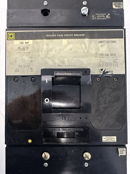 SQUARE D MAL36700 SERIES 2 700 AMP 3P 600 VAC MOLDED CASE CIRCUIT BREAKER