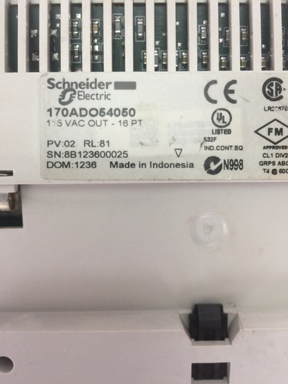 SCHNEIDER 170ADO54050 OUTPUT BASE 115VAC 16PT