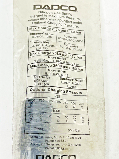 DADCO - C.090.038 - NITROGEN GAS SPRING - 2175 PSI - 150 BAR - ULTRA FORCE