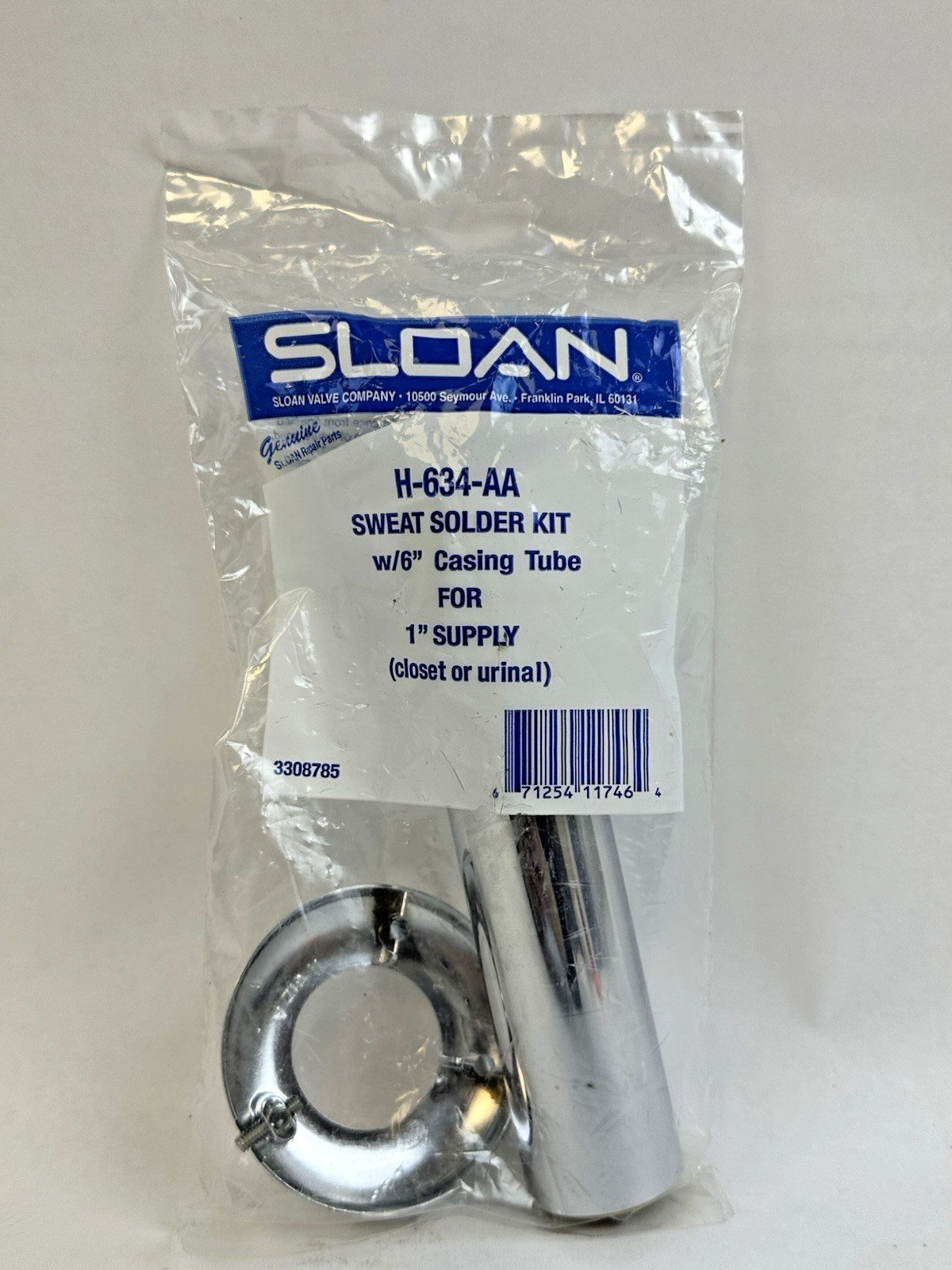 SLOAN H-634-AA SWEAT SOLDER KIT W/6" CASING TUBE FOR 1" SUPPLY(CLOSET OR URINAL)