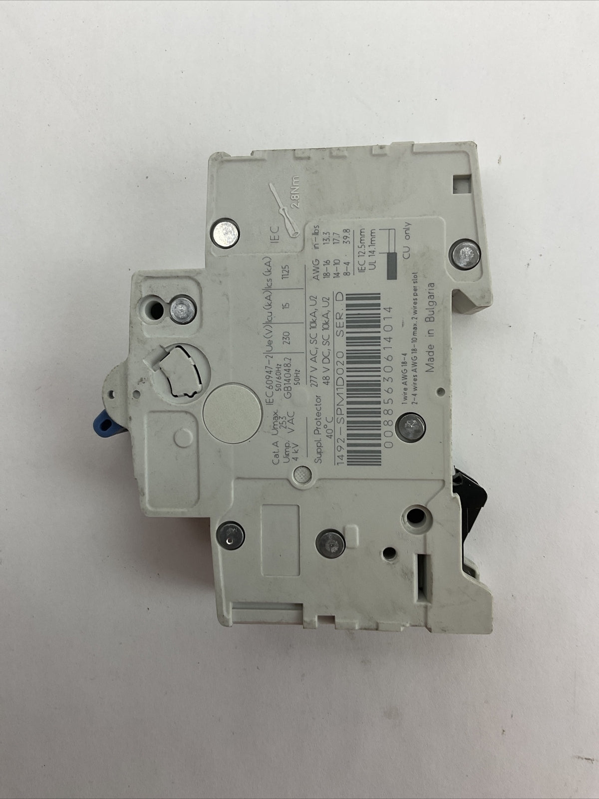 ALLEN BRADLEY 1492-SPM1D020 CIRCUIT BREAKER 277VAC 48VDC SER D 2A