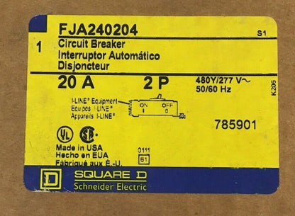 SQUARE D FJA240204 POWERPACT CIRCUIT BREAKER 20A 2POLE 480Y/277VAC