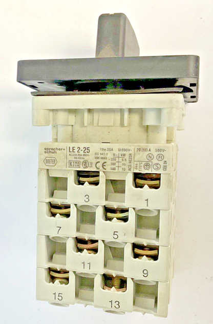 SPRECHER+SCHUH LE 2-25 ROTARY CAM SWITCH 25A 600VAC 50/60HZ