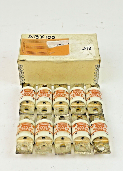SHAWMUT *LOT OF 10* - A13X100-4 - AMP TRAP - 130V, 100 AMP FUSES