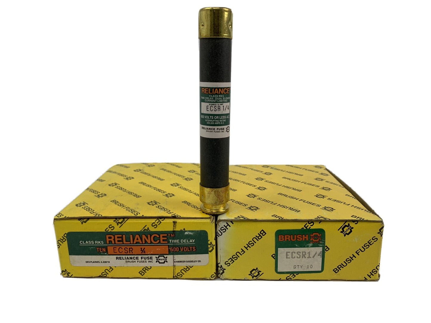 Brush Reliance Time-Delay Dual-Element ECSR1/4 1/4A 600V Fuse "Lot of 10"