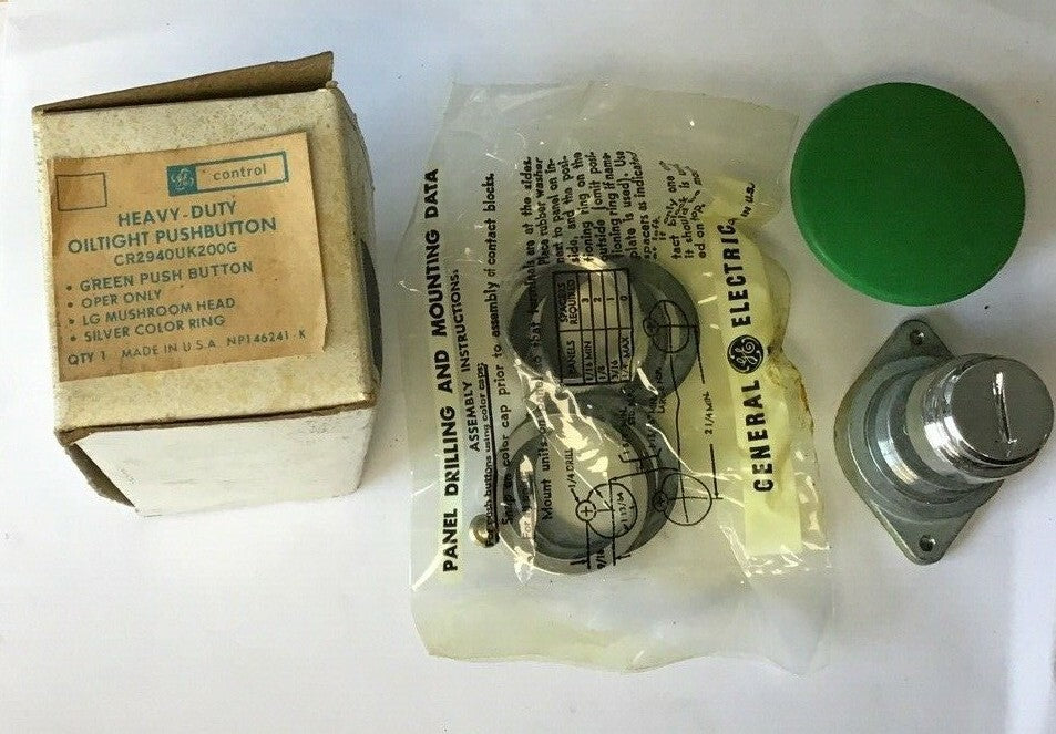 GENERAL ELECTRIC CR2940UK200G GREEN PUSHBUTTON LG MUSHROOM HEAD