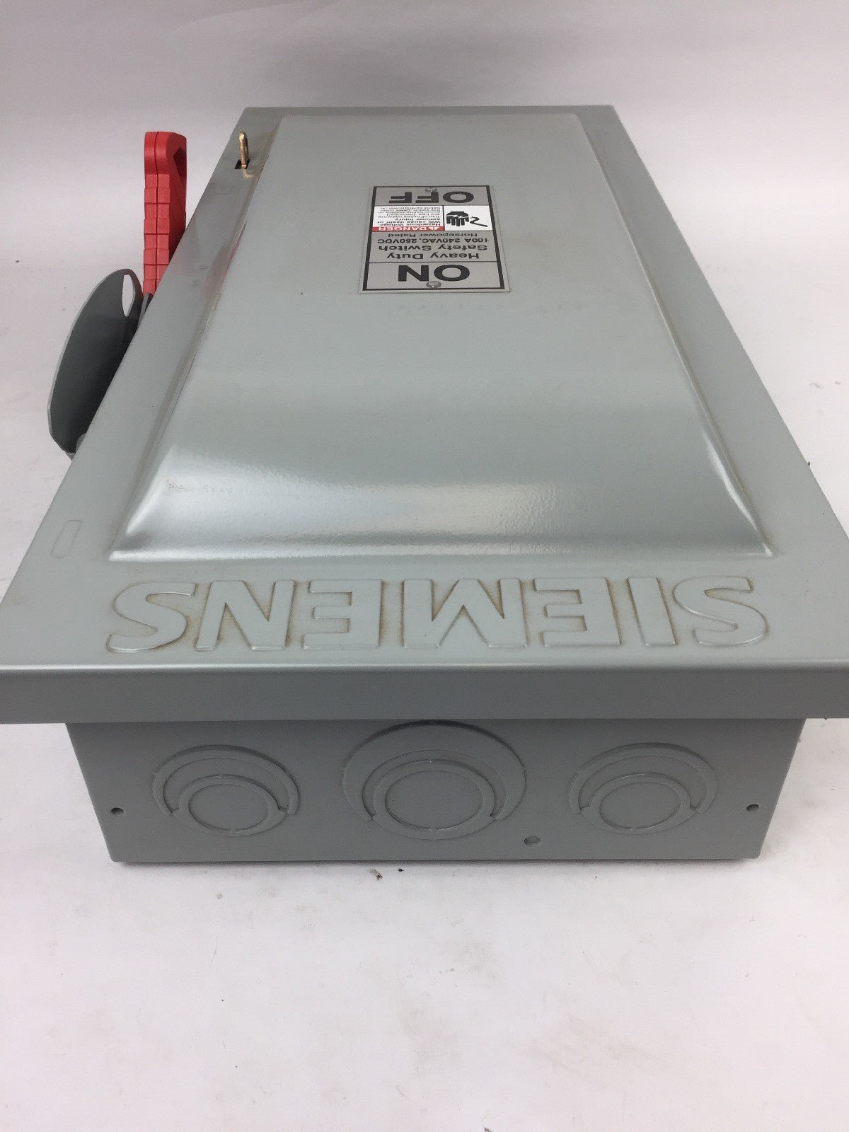 SIEMENS HF223N HEAVY DUTY SAFETY SWITCH 100 AMP 240 VAC 250 VDC 2 POLE 3 WIRE
