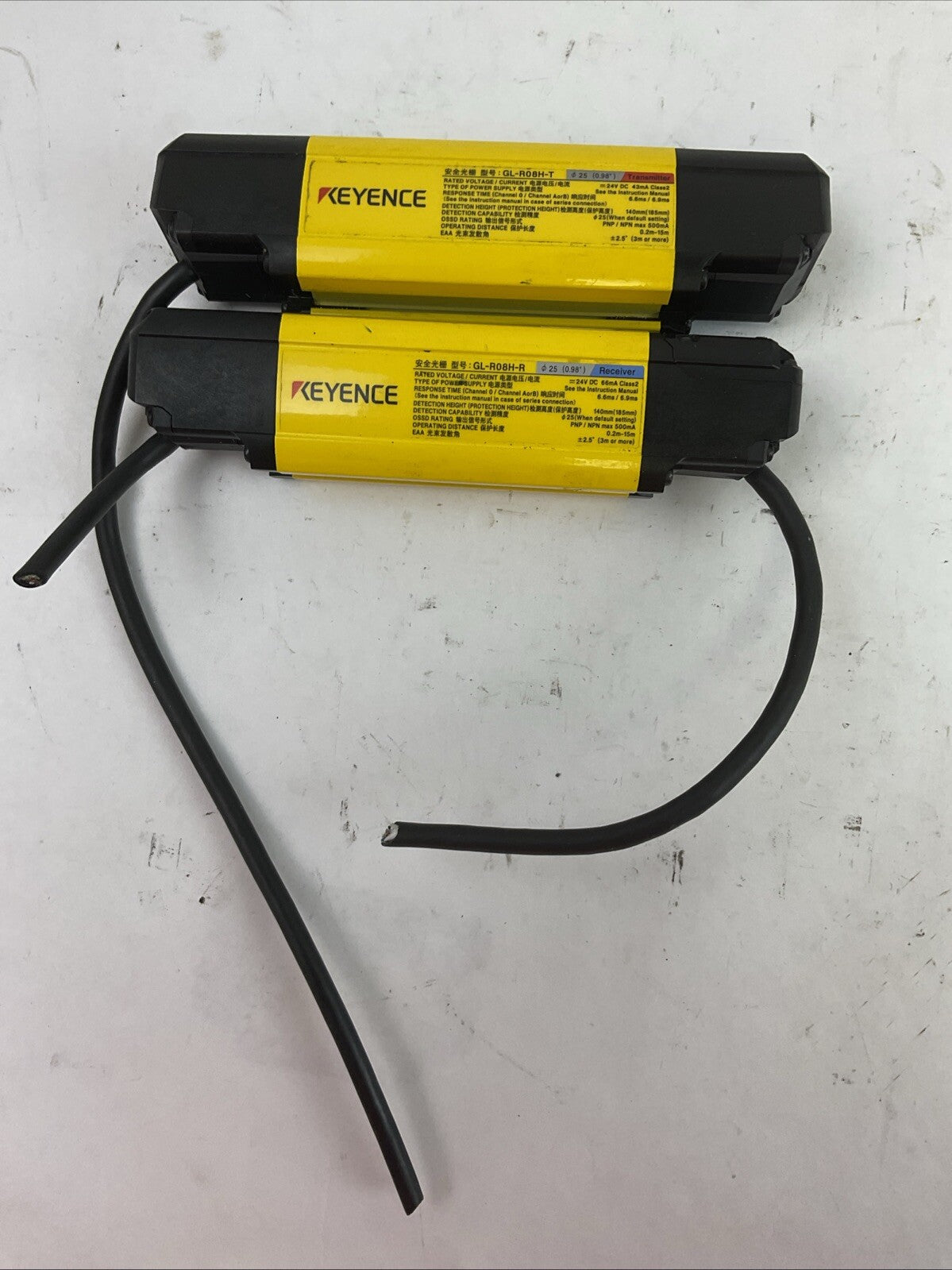 KEYENCE GL-R08H-T TRANSMITTER GL-R08H-R RECEIVER 24VDC LIGHT CURTAIN