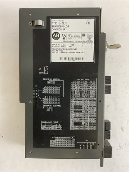 ALLEN BRADLEY 1785-L40B SER E F/W REV J REV X02 ENHANCED PLC-5 CONTROLLER 5VDC