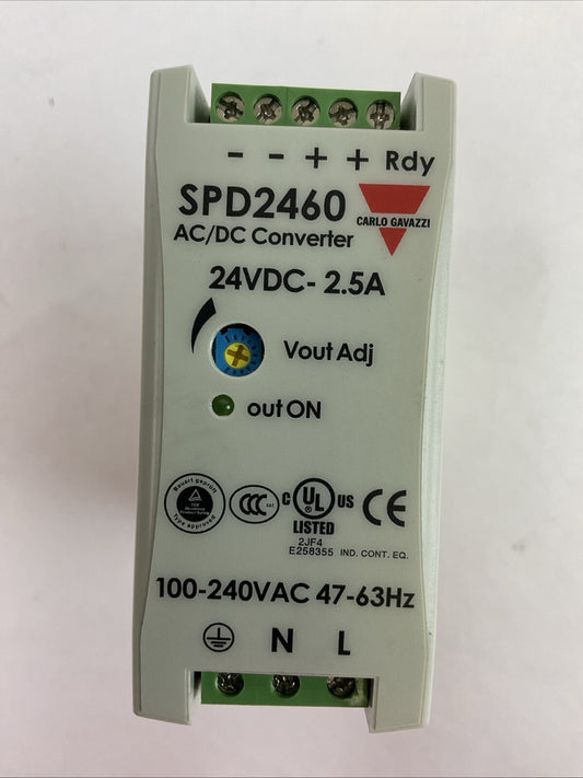 CARLO GAVAZZISPD2460 AC/DC CONVERTER POWER SUPPLY OUT 24VDC 2.5A IN 100-240VAC
