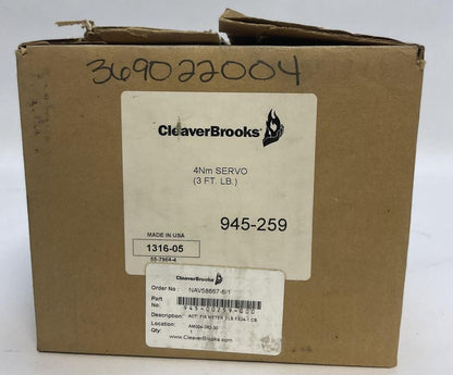 CLEAVER BROOKS 945-00259-000 ACT F/A METER 3'LB FX04-1 CB 4Nm SERVO (3FT.LB)