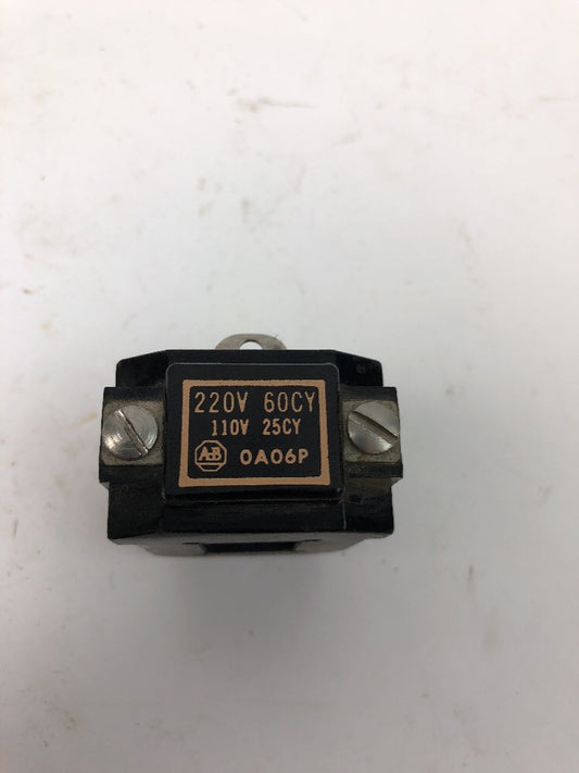 ALLEN BRADLEY 0A06P STARTER COIL 220V 60CY 110V 25CY OAOP