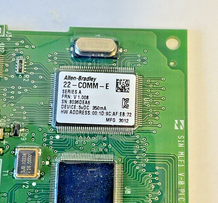 ALLEN BRADLEY 22-COMM-E ETHERNET/IP ADAPTER SER.A FRN. V1.008 5VDC 350MA