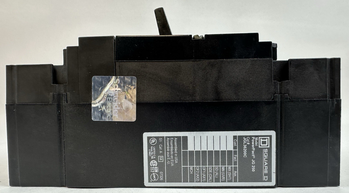 SQUARE D JGL36200C CIRCUIT BREAKER 200A 3P 600V 35kA POWERPACT J