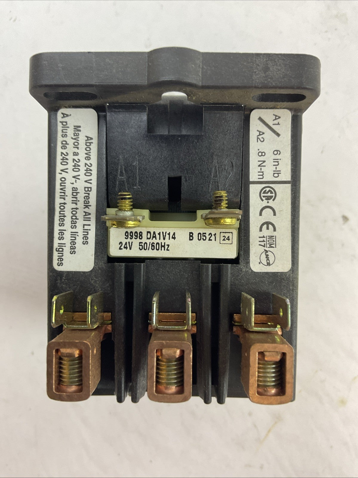 SQUARE D 8910DPA43V14 SER B 600VAC 50A 20HP CONTACTOR 9998 DA1V14 24V COIL