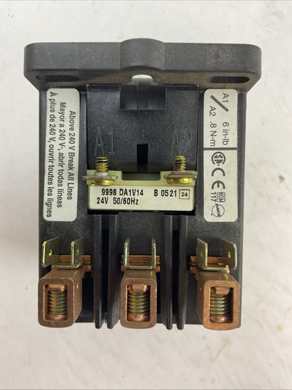 SQUARE D 8910DPA43V14 SER B 600VAC 50A 20HP CONTACTOR 9998 DA1V14 24V COIL