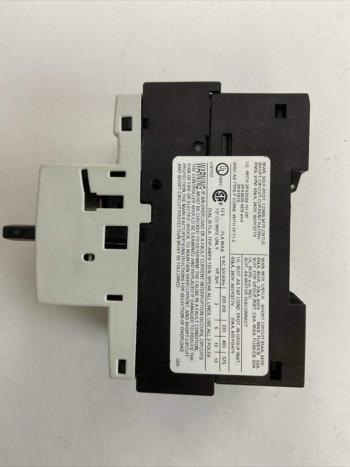 SIEMENS 3RV2021-1KA10 9-12,5A CIRCUIT BREAKER