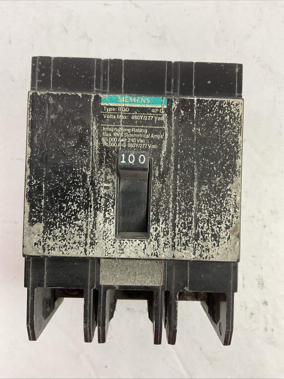 SIEMENS BQD3100 CIRCUIT BREAKER 3POLE 100AMP 480Y/277VAC