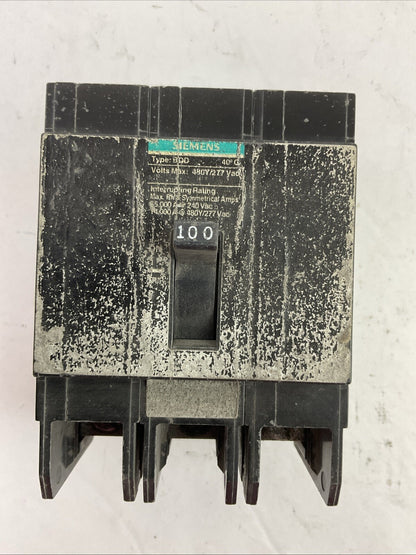 SIEMENS BQD3100 CIRCUIT BREAKER 3POLE 100AMP 480Y/277VAC