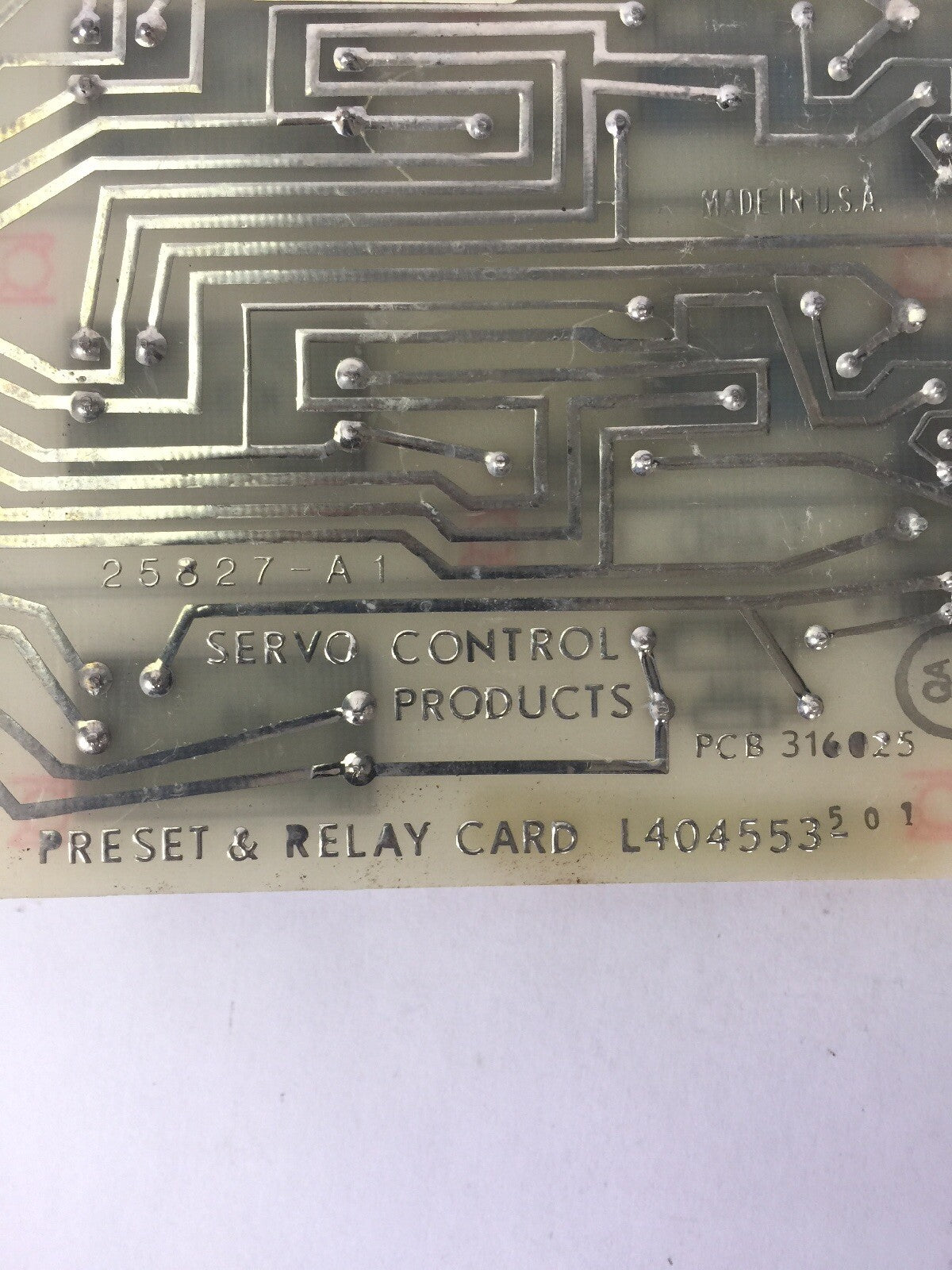 SERVO CONTROL PRODUCTS PRESET & RELAY CARD L404553 RAC0130432