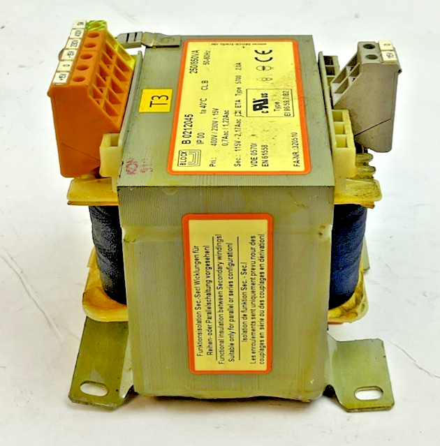 BLOCK B0212045 TRANSFORMER 250/850VA 50-60HZ 400V