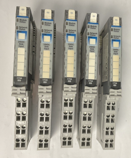 ALLEN BRADLEY 1734-IB8 PLC MODULE SER.D W/1734-MB BASE W/1734-RTB ***LOTOF5***