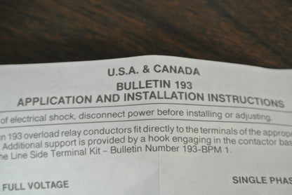 ALLEN-BRADLEY 193-BSC20 BIMETALLIC OVERLOAD RELAY 16A-20A - NEW SURPLUS