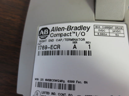 ALLEN-BRADLEY 1769-ECR COMPACT I/O RIGHT END CAP / TERMINATOR