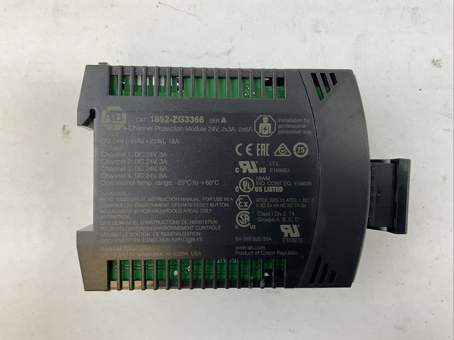 ALLEN BRADLEY 1692-ZG3366 SER A 24VDC 4-CHANNEL PROTECTION MODULE