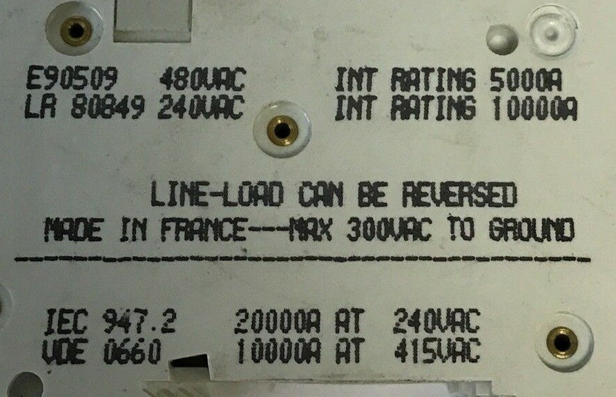 MERLIN GERIN multi9 C60N CIRCUIT BREAKER 3A-type B, 480VAC