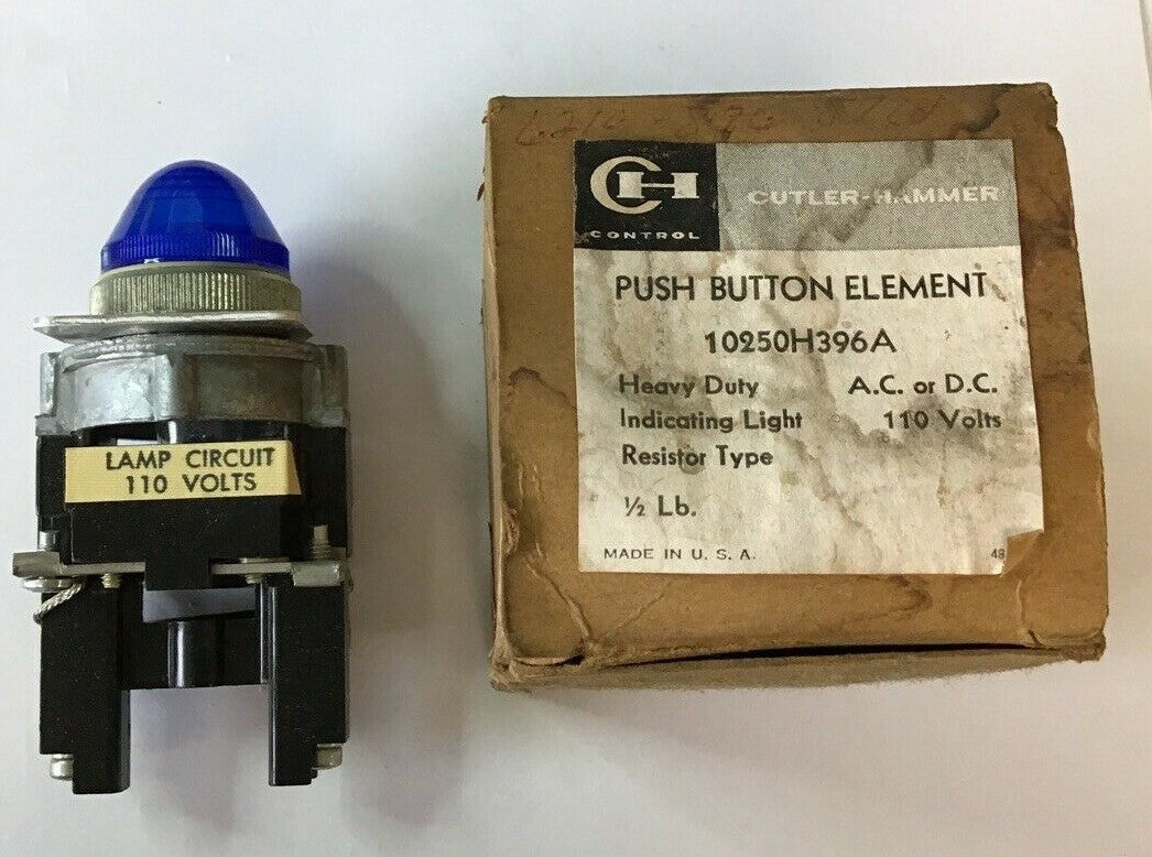 CUTLER HAMMER 10250H396A PUSH BUTTON ELEMENT INDICATING LIGHT  110V HEAVY DUTY