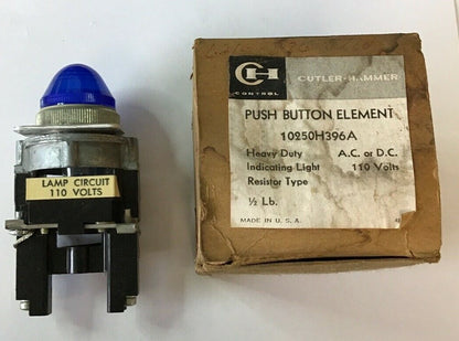 CUTLER HAMMER 10250H396A PUSH BUTTON ELEMENT INDICATING LIGHT  110V HEAVY DUTY
