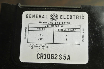 GE CR1062S5A - MANUAL MOTOR STARTER / TOGGLE SWITCH in ENCLOSURE / NEW SURPLUS
