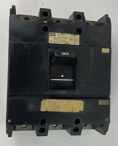 FEDERAL PACIFIC NJL 125A CIRCUIT BREAKER 480VAC 250VDC