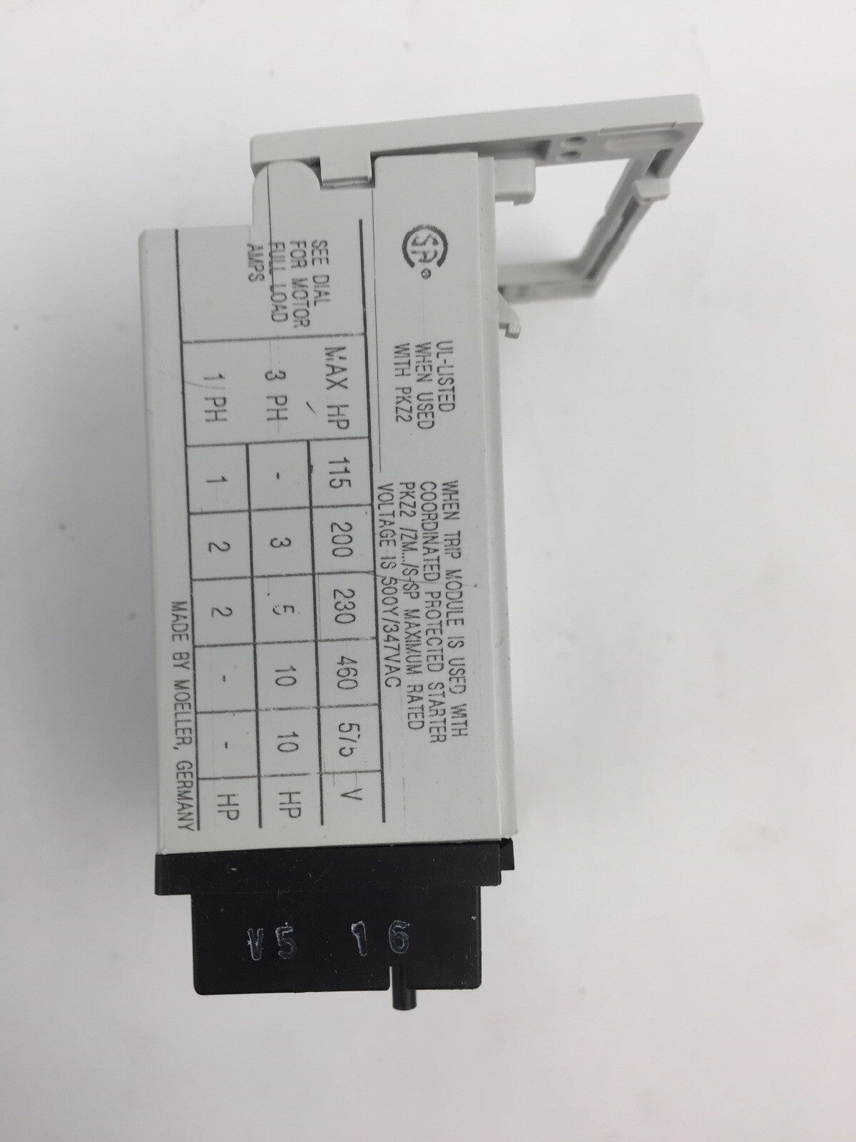 EATON MOELLER ZM-16-PKZ2 MOTOR PROTECTION TRIP BLOCK 10-16A 130-220A