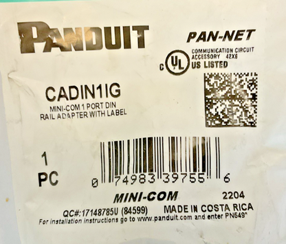 PANDUIT CADIN1IG DIN RAIL ADAPTER 1PORT MINI-COM ***LOTOF3***