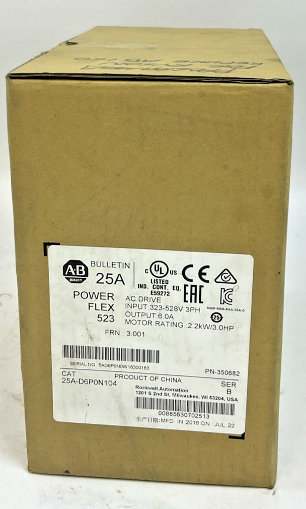 ALLEN BRADLEY 25A-D60N104 POWER FLEX DRIVE FRN:3.001 SER.B