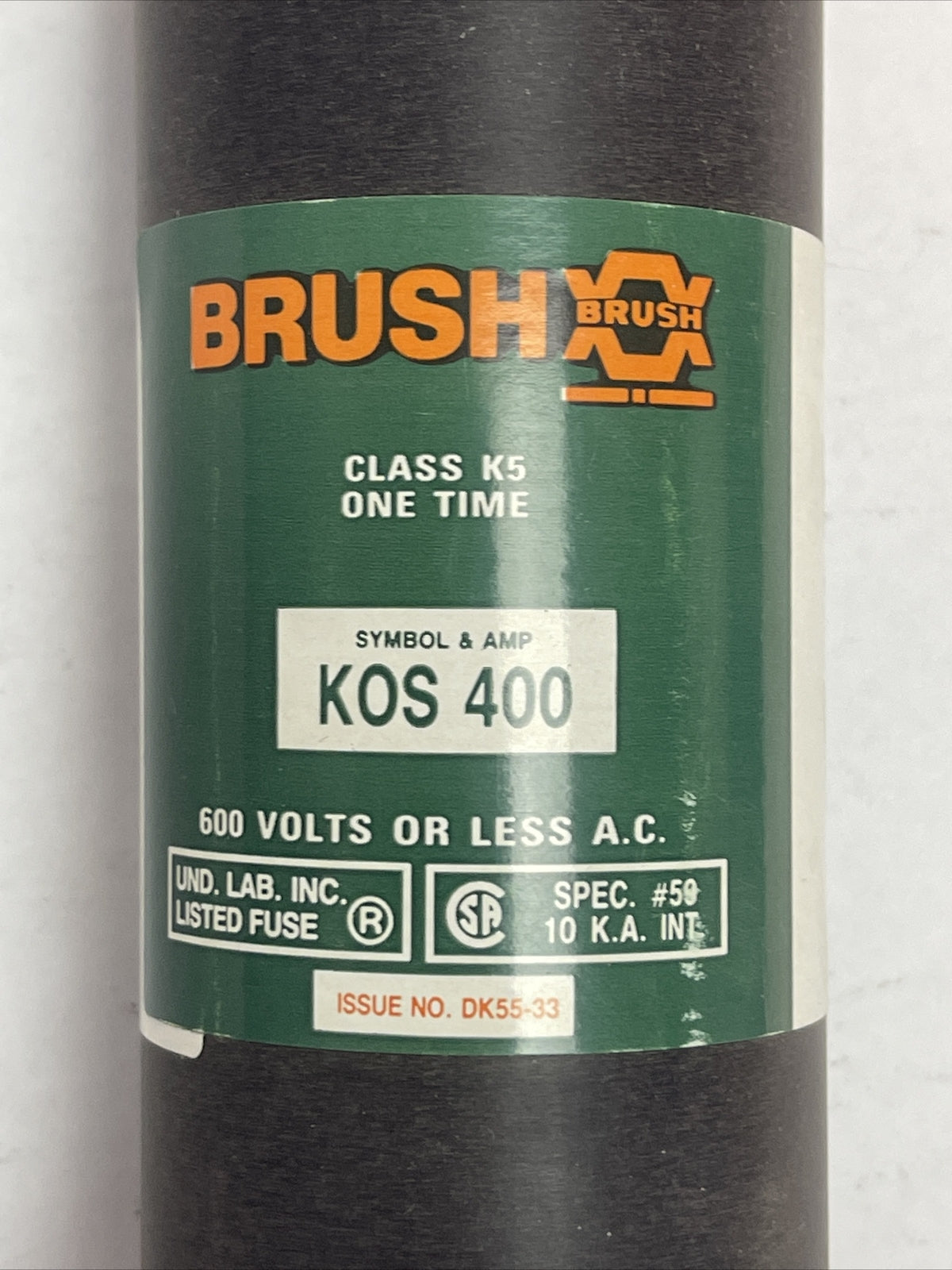 BRUSH KOS400 CLASS K5 ONE TIME FUSE 600VAC 400AMP