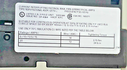SIEMENS 3RV1821-1HD10 COMBINATION MOTOR CONTROL 8A
