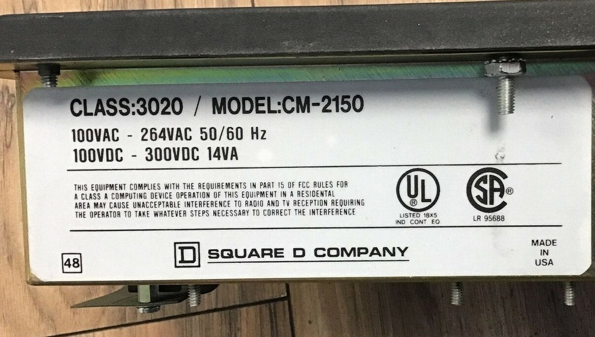 SQUARE D CM-2150 POWER LOGIC CIRCUIT MONITOR CLASS 3020 264VAC/300VDC 14VA