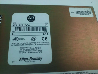 ALLEN BRADLEY 2711E-T10C6 SER. D REV. A  PANELVIEW 1000E TERMINAL FRN 5.14