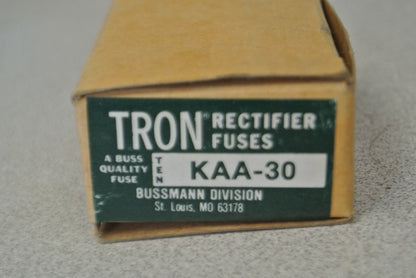 BOX of 10 / BUSSMANN / TRON KAA30 RECTIFIER FUSES / 130V / 30A / NEW SURPLUS