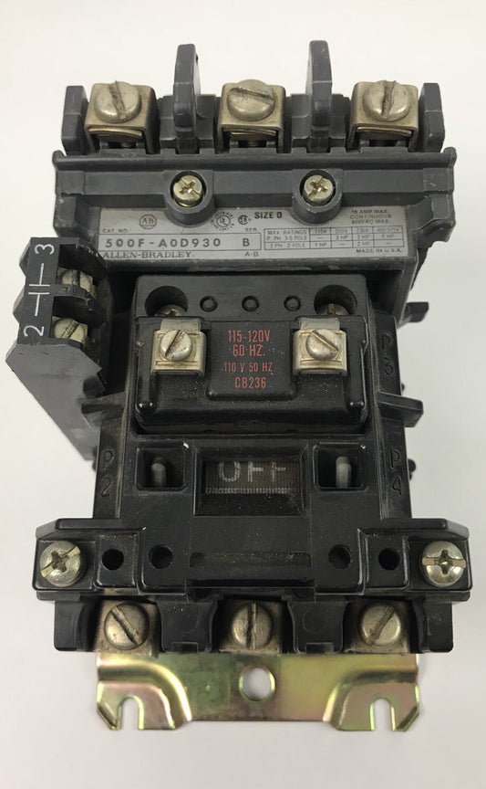 Allen Bradley 500F-A0D930 Series B Size 0 Coil 18 Amp Max Continuous 600V AC Max